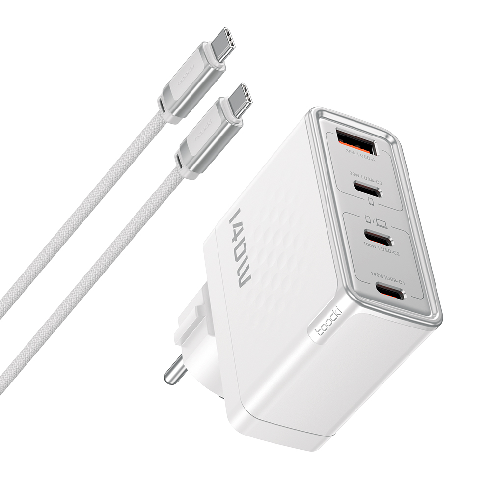 Toocki PD 3.1 GaN PPS 140W 4포트 접지형 초고속 멀티충전기 + C TO C 2M 240W 케이블 세트, 1세트, 화이트 49,990원