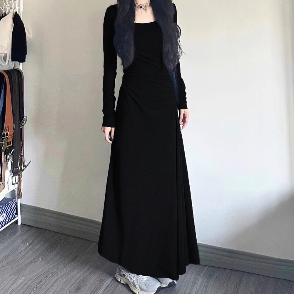 더시럽 여성용 기본 단색 슬림 긴팔 롱 원피스 22,180원