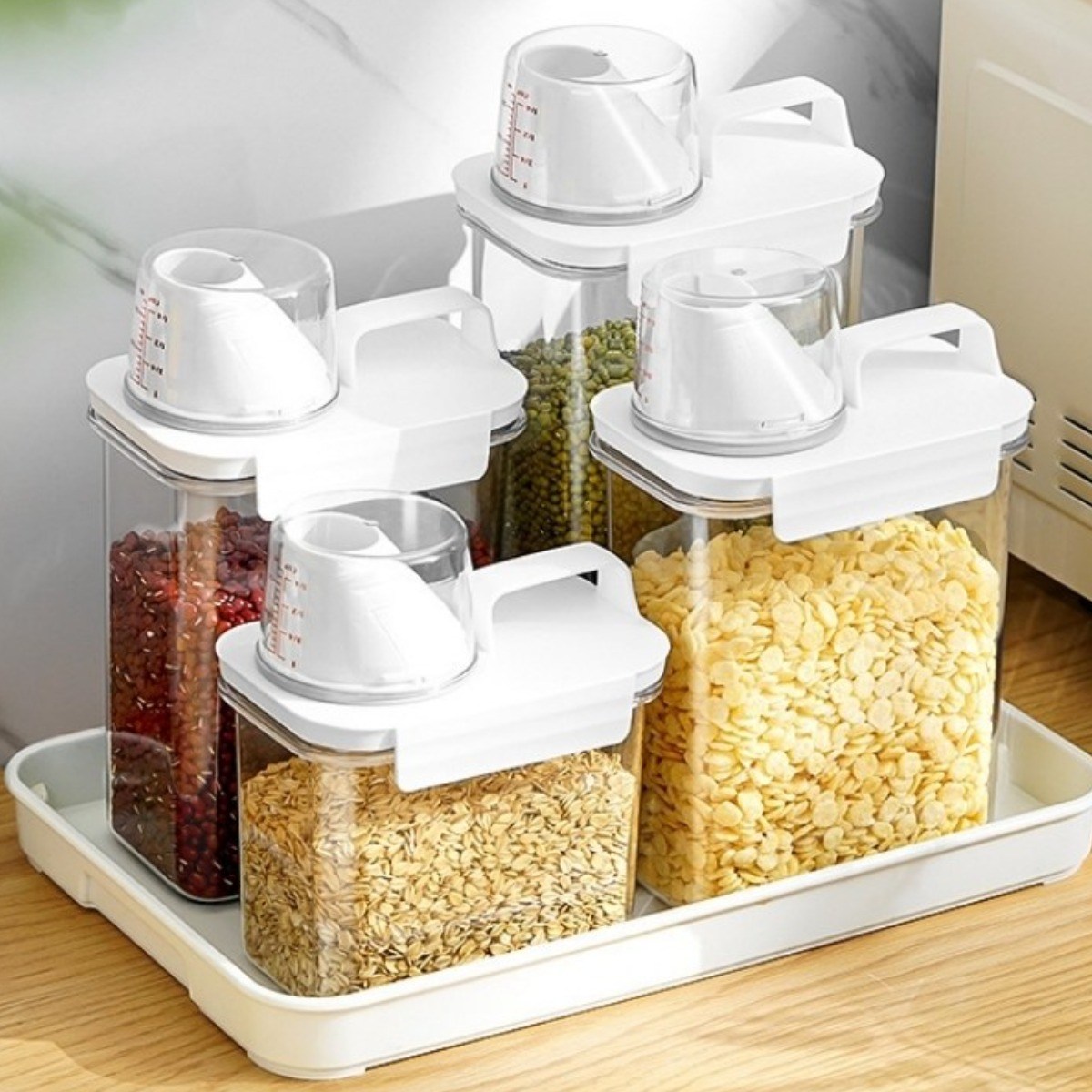 1+1+1 밀폐 잡곡통 미니쌀통 냉장고정리, 3개, 투명 14,990원