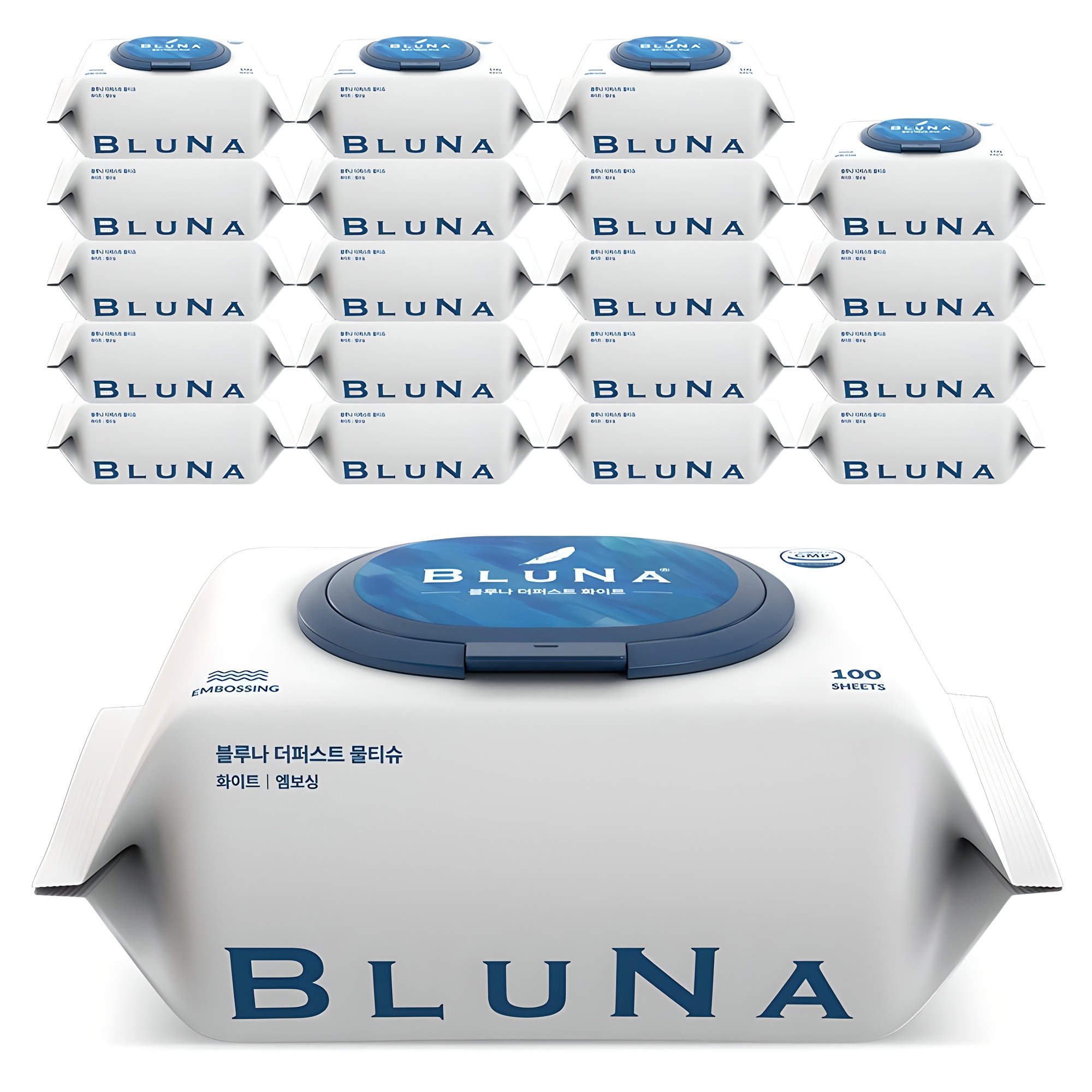 블루나 더퍼스트 물티슈 화이트, 55g, 100매, 20개 20,800원