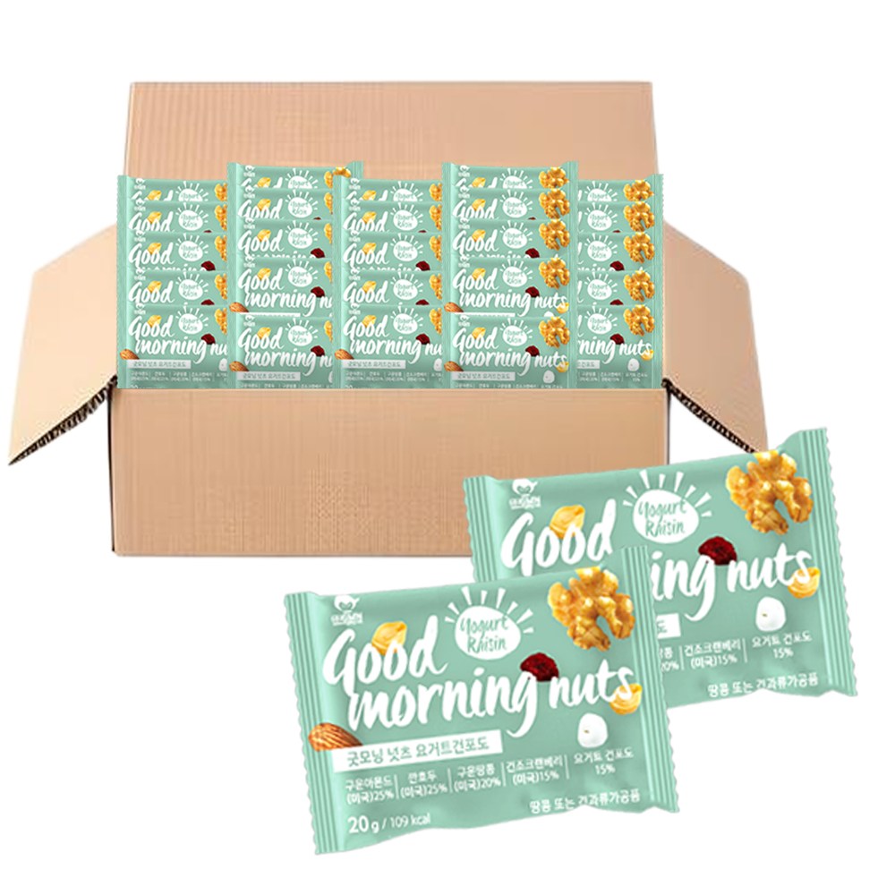 굿모닝너츠 하루한줌견과 건포도요거트 50봉 낱봉 25,900원