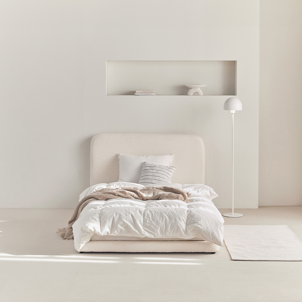 퍼니코 딘 슬림형 부클 패브릭 침대 프레임 단품 방문설치, 부클 아이보리 218,000원