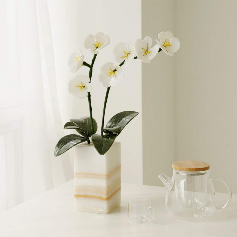 승진 영전 취임 축하 개업 이사 집들이 선물 옥난 옥화 옥화분/ 아토제이드 옥꽃 모던 오키드 퍼플/화이트, 화이트, 1개 200,000원