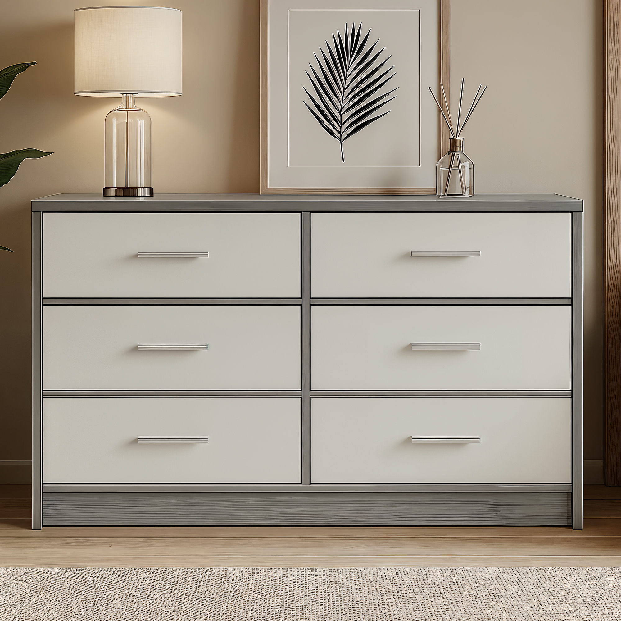 공간플레이 패브릭 모던 와이드 3단 서랍장 2열 1200, 그레이, 6개 135,600원