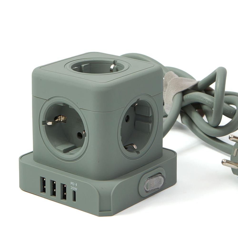 일렉온 큐브 멀티탭 5구 디자인 멀티콘센트 USB C PD 고속충전 절전스위치 ECU-513, 1개, 그린, 1.8m 36,300원