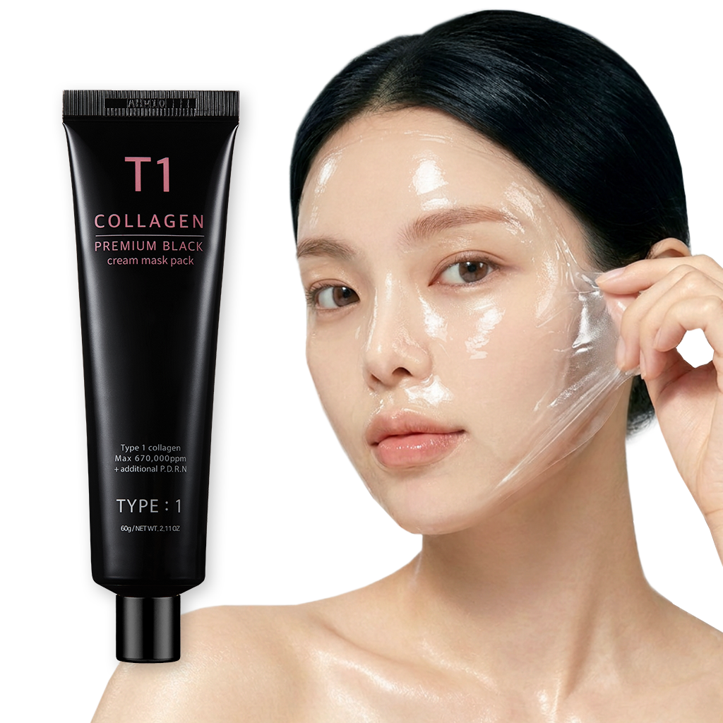 T1 티원콜라겐 블랙 프리미엄 카이스트 특허성분 245달톤 저분자 PDRN 피부 맞춤 TYPE1 콜라겐 순도 100% 미백 탄력 보습 랩핑마스크팩 타입원 콜라겐팩 랩핑팩, 1개, 1개입, 현재가 15,500원