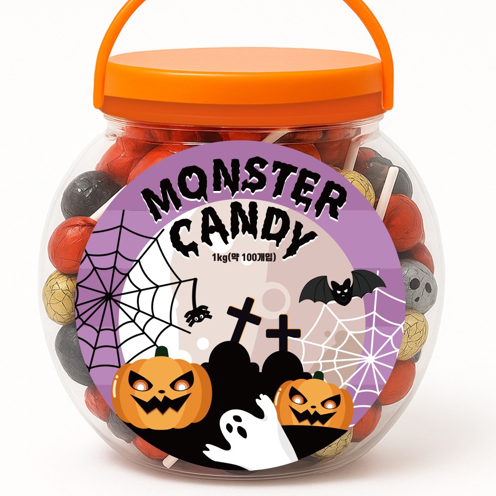 할로윈 사탕 대용량 몬스터 막대 캔디 100개(4가지맛) 3,900원