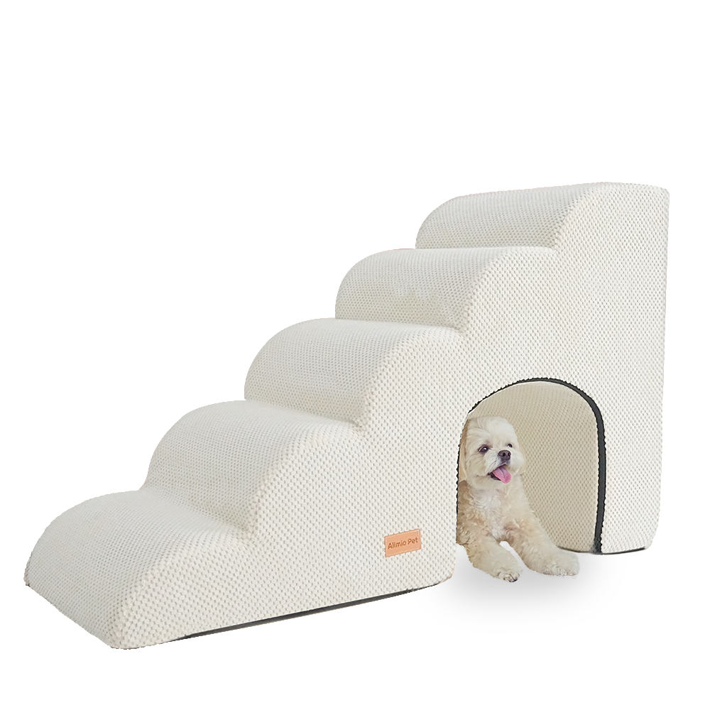 올미오펫 강아지 구름패브릭 동굴 계단 5단, 크림아이보리, 1개 129,900원