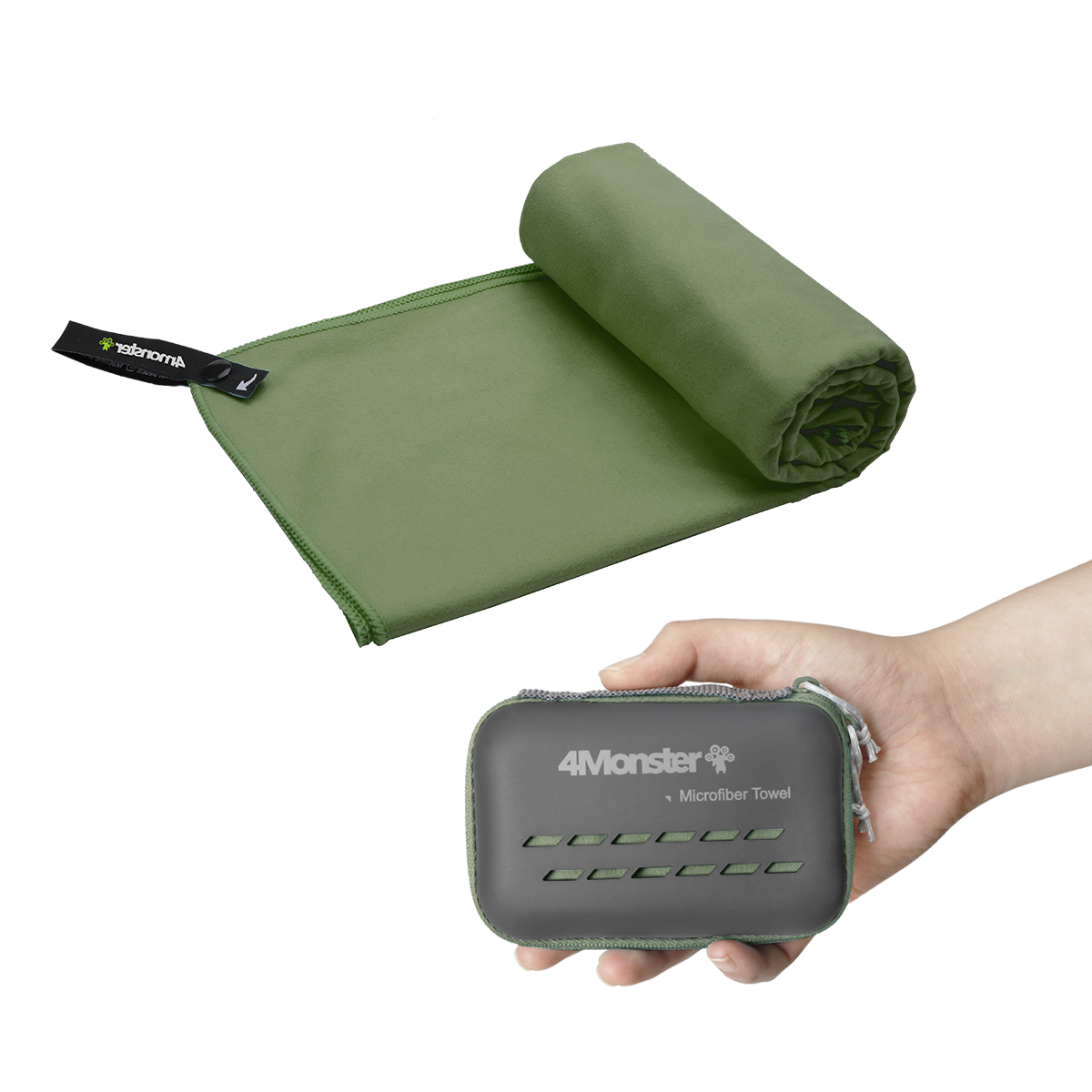 4몬스터 마이크로화이바 타월 S + EVA 지퍼케이스, 모스그린, 1개 15,100원