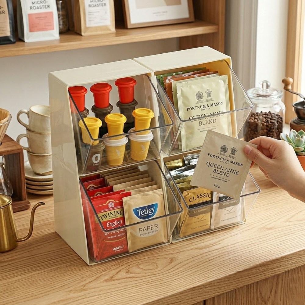 탕비실정리 캡슐커피 티백 정리함 커피캡슐보관함, 1개, 크림화이트 12,800원