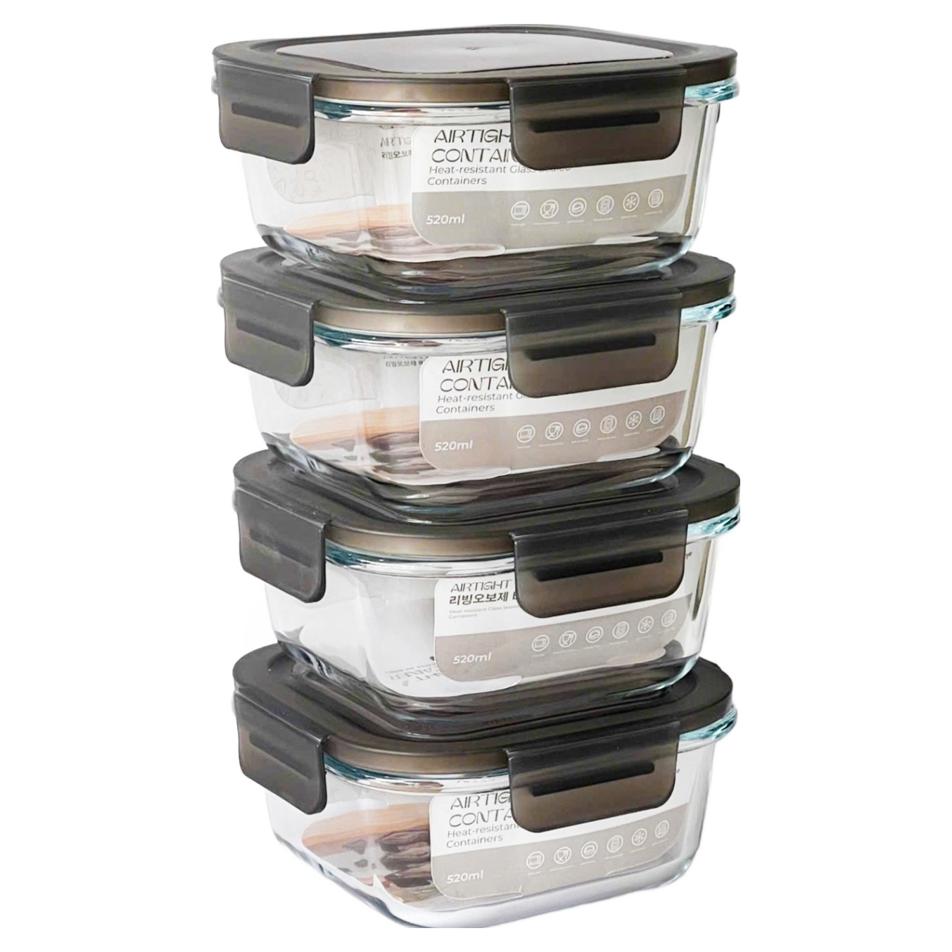 리빙오보제 BPA FREE 유리 밀폐용기, 4개, 520ml 19,900원