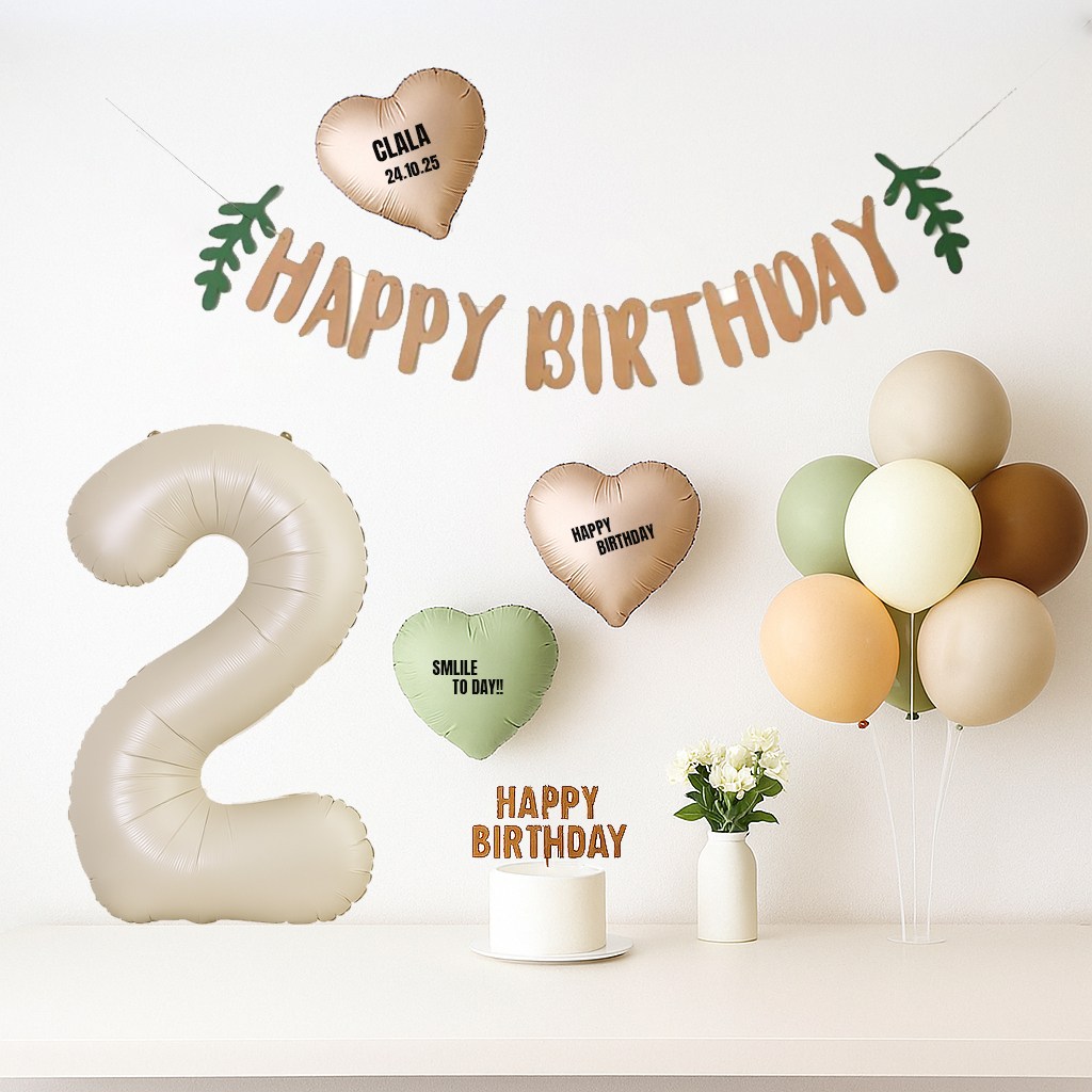 해피제이니 생일 파티 풍선 용품 세트 가랜드 숫자 생일상 (이름 레터링 포함), 1세트, 크림 숫자풍선 2 11,900원