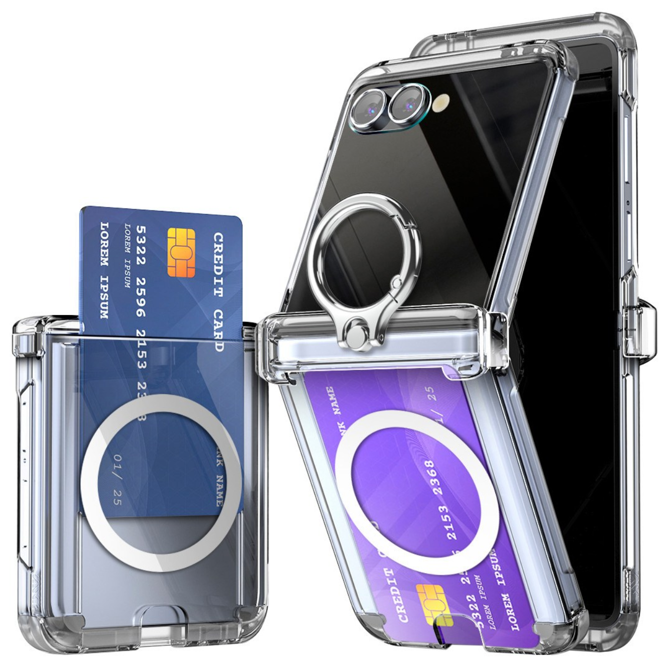 갤럭시Z플립 5 6 7 맥세이프 핑거링 카드 투명 하드케이스 24,500원