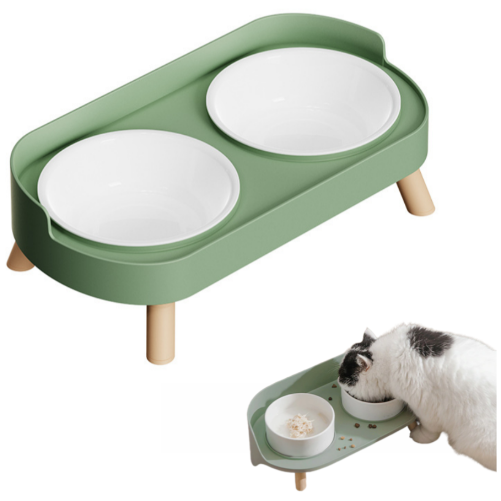샤에르 흘림 방지, 척추보호, 목편한 반려동물 식기 세트, 1개, 아보카도 그린 13,900원