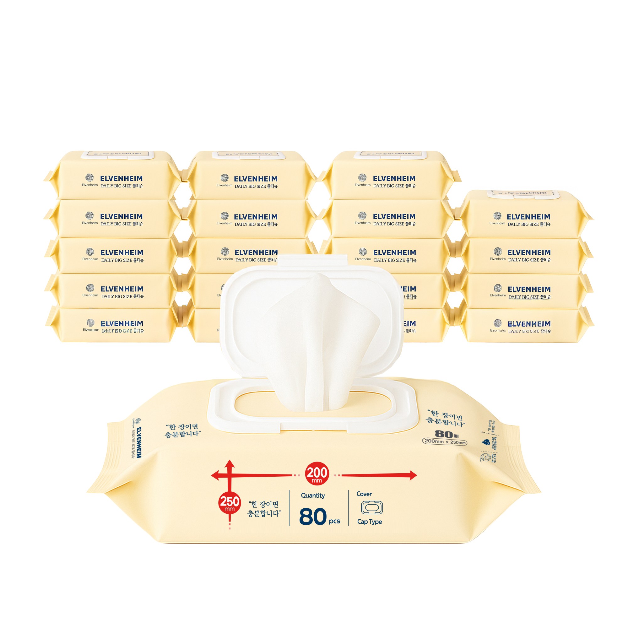 엘븐헤임 빅사이즈 물티슈 베이직 캡형 물티슈, 20개, 80매, 60g 35,750원