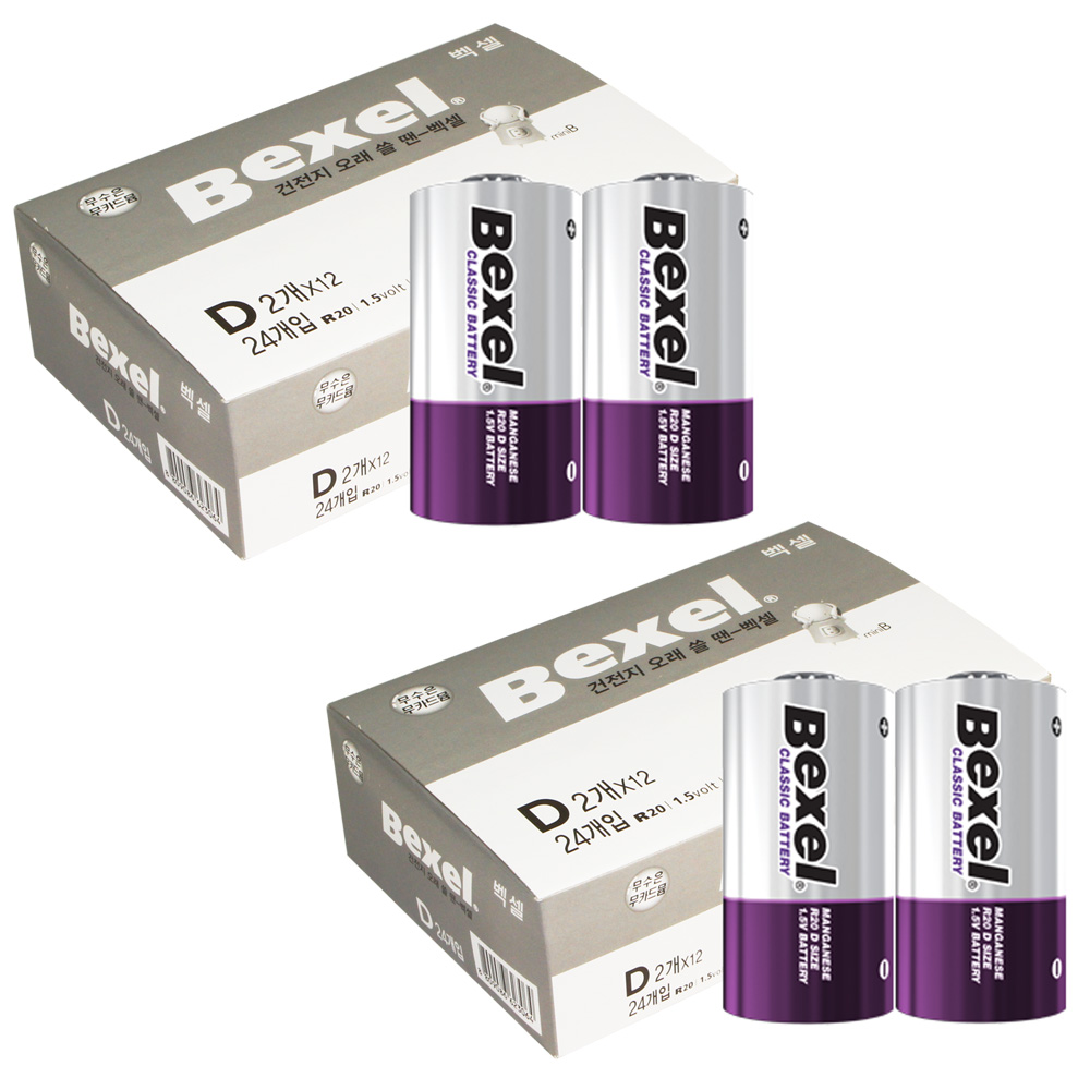 벡셀 망간 D형건전지 (R20), 2개, 24개입 31,500원