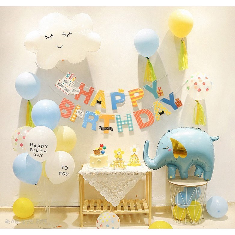 뚜이아뜰리에 생일파티 풍선패키지 홈파티 풍선 생일 풍선 파티장식 <옵션01 코끼리>, 1세트, 혼합색상 8,900원