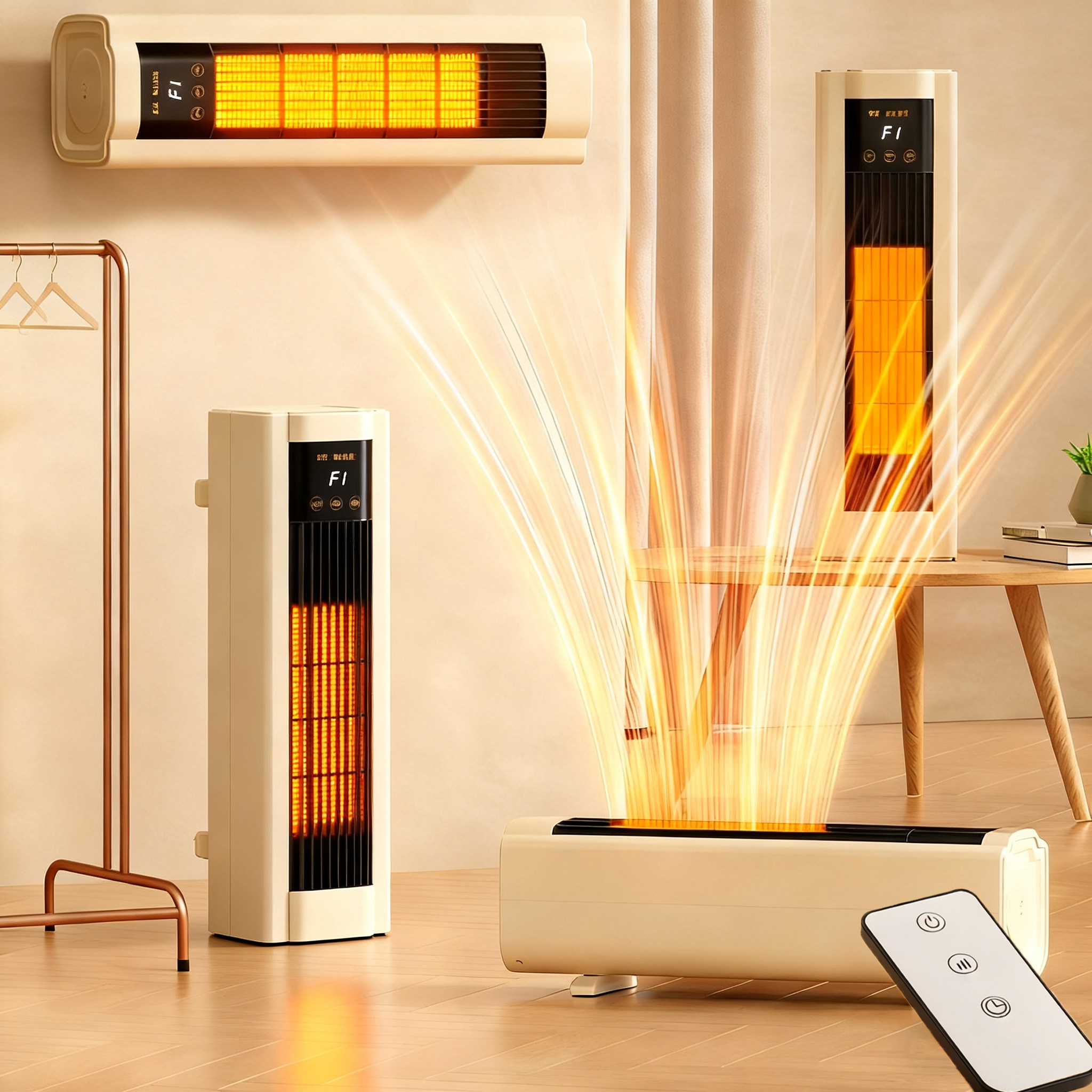 RichMagic PTC 가정용 순간 발열 리모컨 히터 욕실 벽걸이형 히터 터치 패널 12시간 타이머 3in1 휴대형 히터 다용도 전기히터, 흰색 114,800원