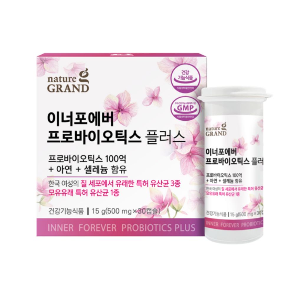 네이처그랜드 이너포에버 프로바이오틱스 플러스 신바이오틱스 여성유산균, 500ml  30정, 1개 30,900원