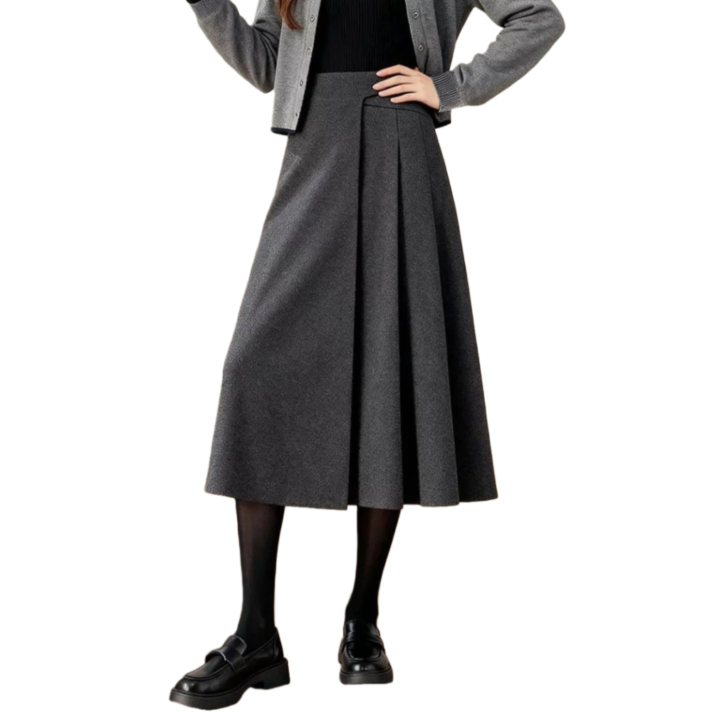 Makone 여성 모직 롱 스커트 플리츠 A라인 캐주얼 오피스 정장 34,500원