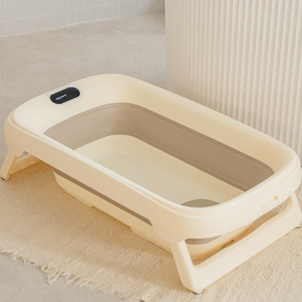 아가드 유아용 디지털 온도 측정 접이식 욕조, 아이보리+베이지 45,000원
