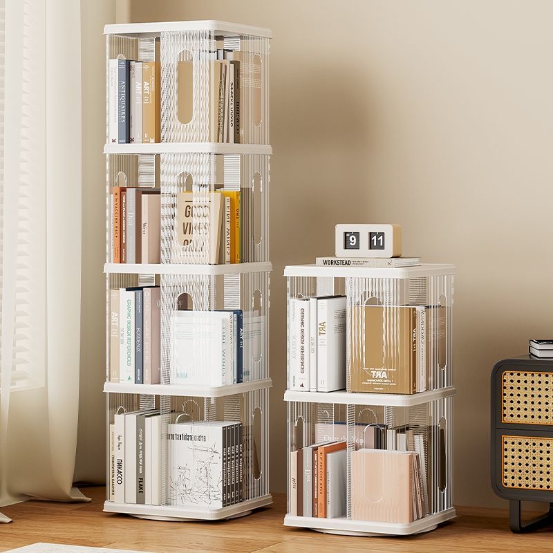 360도 회전 투명 아크릴 책장 2~5단 원형 사각 대용량 거실 서재 사무실 인테리어, 4단, 사각 72,900원