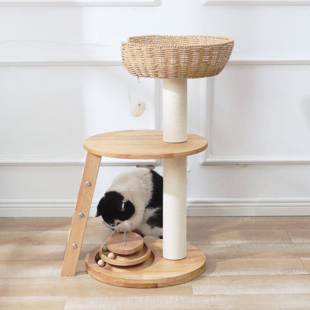 레브펫 고양이 원목 루브탑 장난감 수공예 바스켓 캣타워, 1개, 혼합색상 83,600원