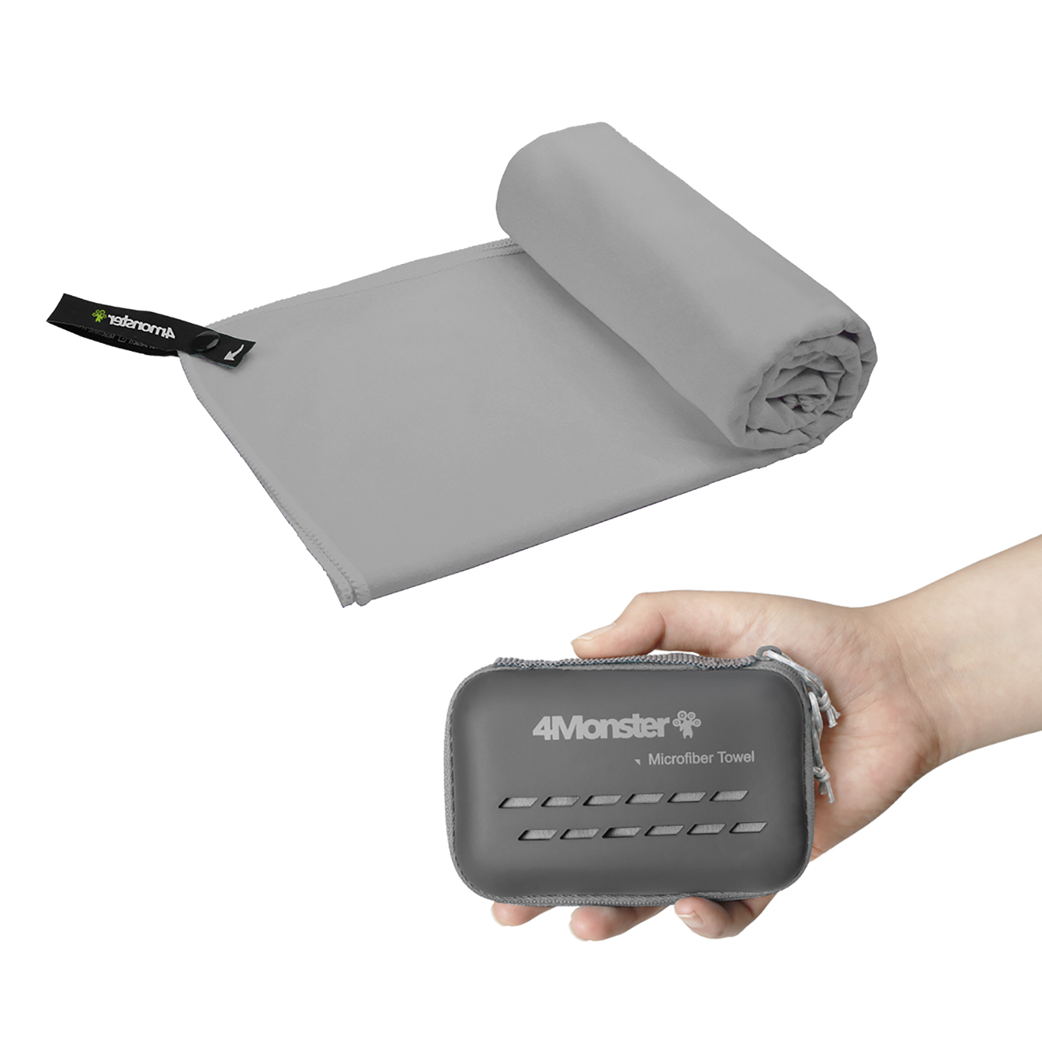 4몬스터 마이크로화이바 극세사 타월 + EVA 케이스 세트 스몰, 그레이, 1개 16,850원
