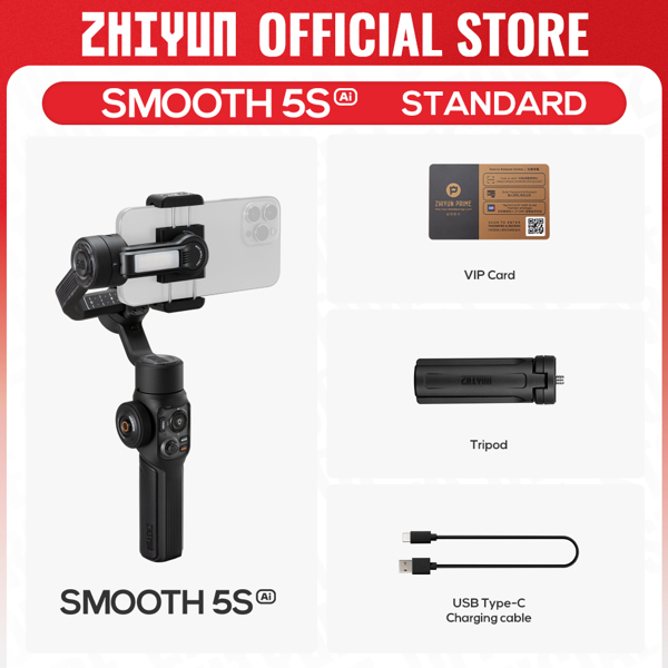 ZHIYUN 공식 SMOOTH 5S AI 추적 짐벌 스마트폰 3 축 스태빌라이저 필 라이트 짐벌 15 프로 맥스 안드로이드용 273,830원