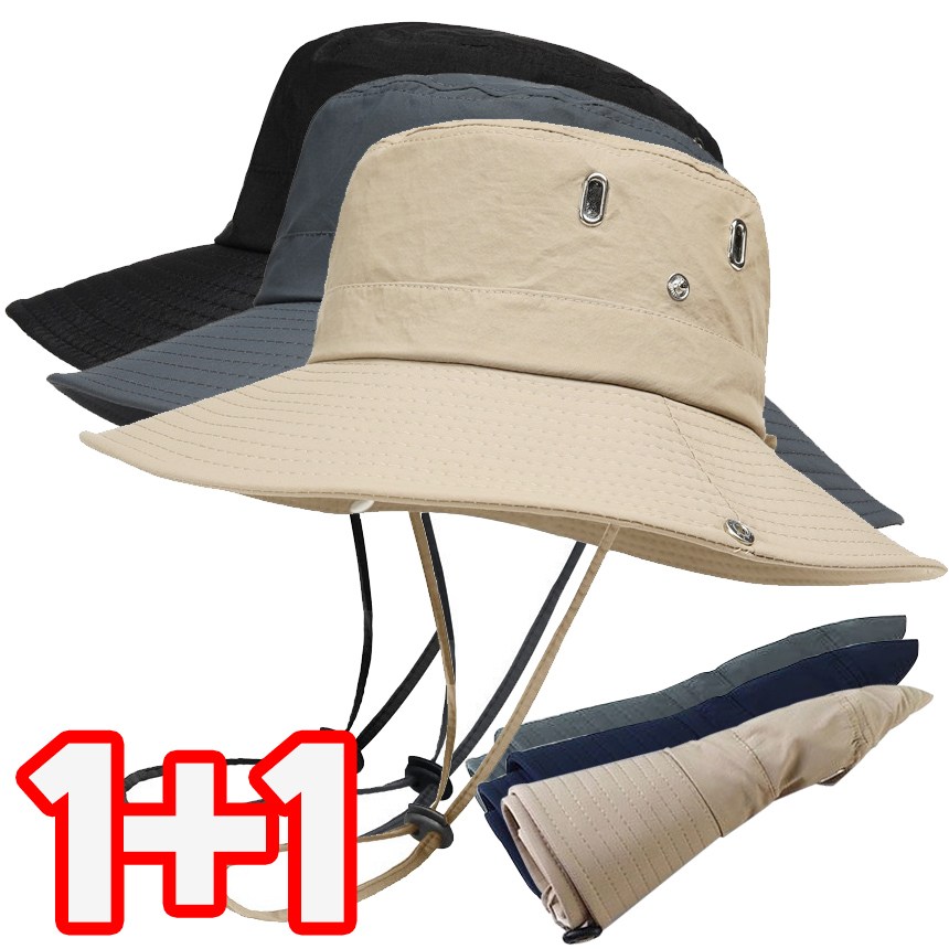 벌크온 1+1 햇빛 자외선 차단 챙 넓은 빅사이즈 사파리 벙거지 남자 여자 휴대용 접이식 버킷햇 등산 모자 11,900원