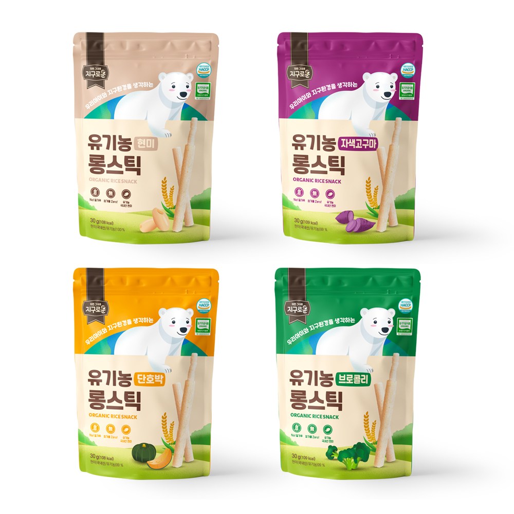지구로운 유기농아기과자 롱스틱4종세트, 1세트, 지구로운 유기농 롱스틱 4종 세트, 120g 9,500원