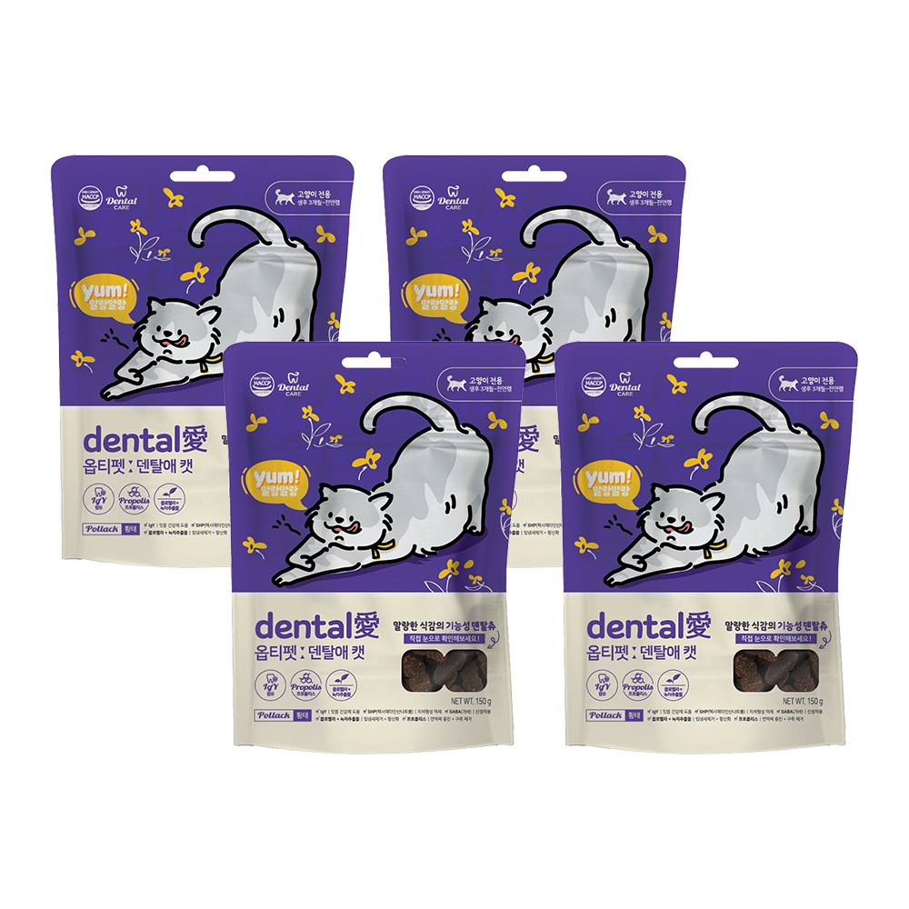 옵티펫 덴탈애 캣 말랑 츄어블 껌, 4개, 황태맛, 150g 55,400원