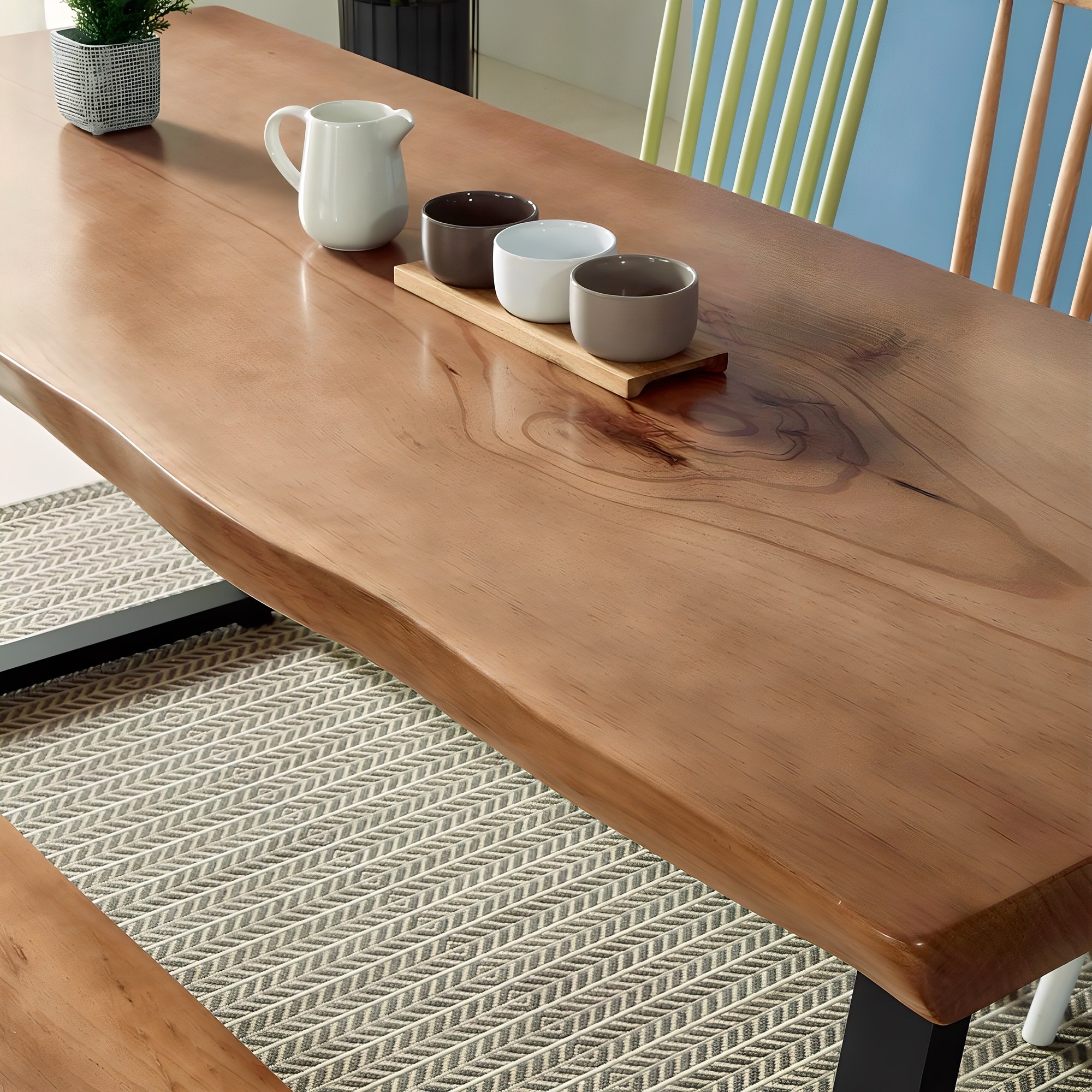 천연 뉴송 월넛 소나무 통 원목 긴 대형 카페 주방 우드슬랩 테이블 식탁 4인 6인 319,000원