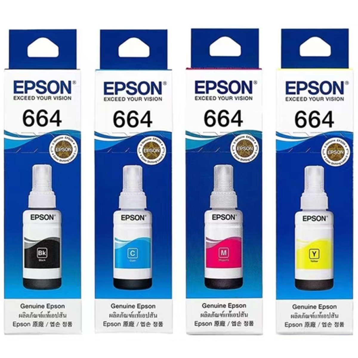 엡손 T664 잉크 Epson 664 정품 L100 L210 L300 L350 L485 L355 L360 L361 L365 L380 L385 L455 L555 L565 인쇄기잉크, 1개, Epson 664 [ 4 colors/ 멀티팩 잉크 ] 33,000원