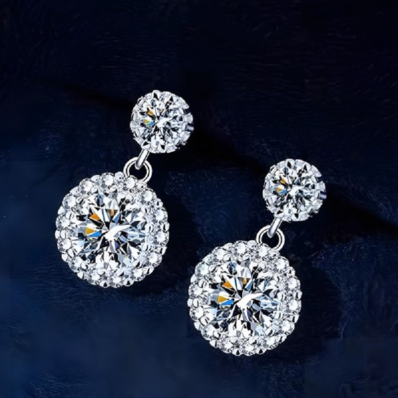 Leo Virtue 14k 도금 모이사나이트 1캐럿 S925 순은 여성용 귀걸이 프리미엄 드롭 귀걸이 GRA 증명서를 68,000원