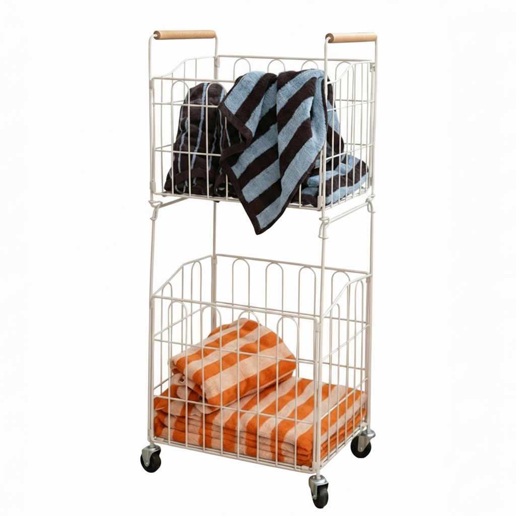 까사앤코 2단 접이식 완벽분리 틈새 공간활용 이동식 대용량 수납 튼튼한 세탁 빨래 바구니 46,180원