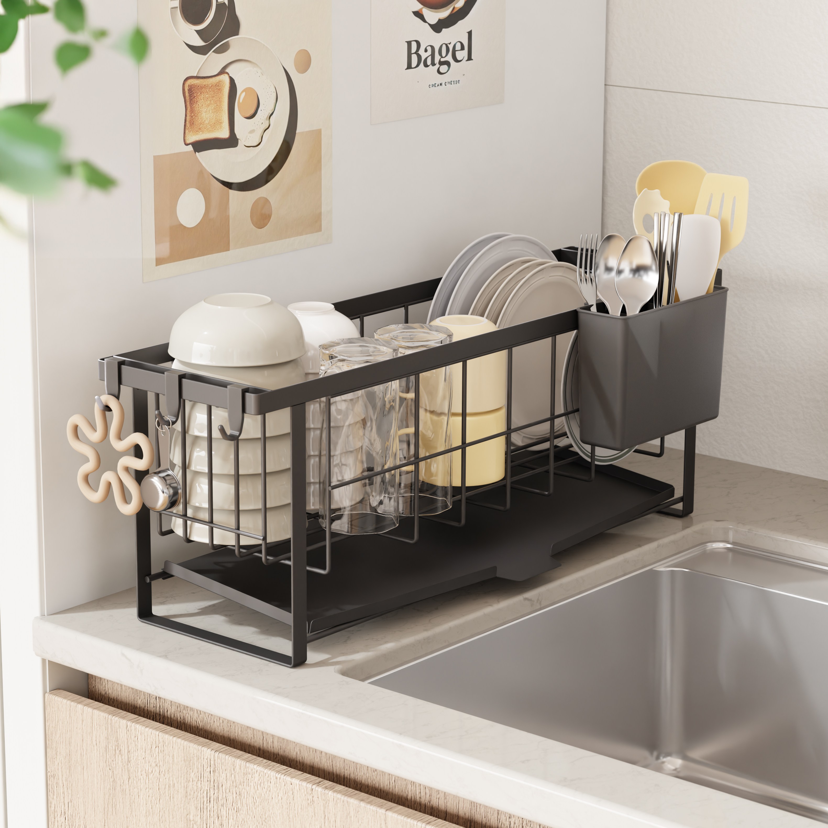 라라밤 자동 물빠짐 초슬림 미니 식기건조대 세트 24,900원