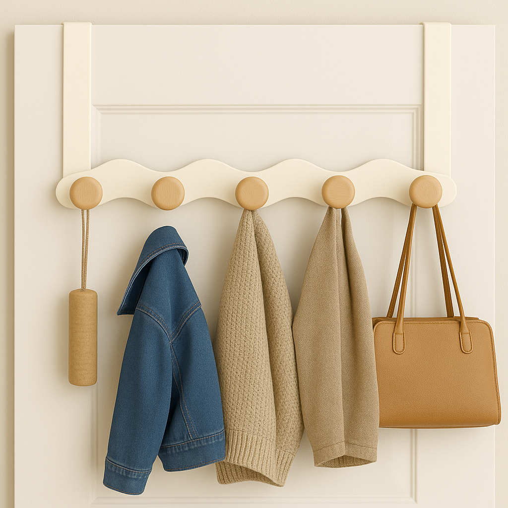 하스몰 웨이브 우드감성 옷걸이 도어 행거 후크, 5구, 1개, 화이트5구 14,900원