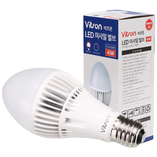 비츠온 LED 미사일 벌브 40W E39 보안등 전구 57,640원