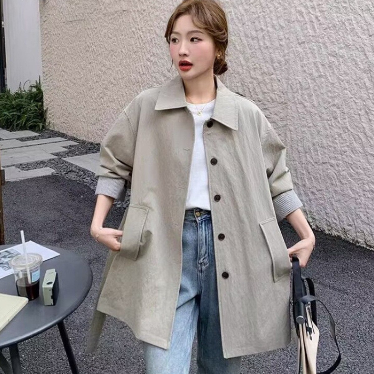 휠렉스 여성 봄 루즈핏 하프코트 자켓형 간절기 데일리 아우터 JT421 43,000원