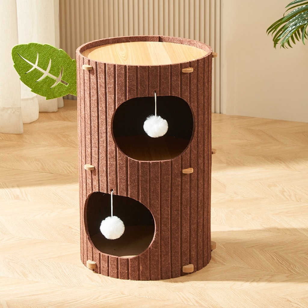 메일켓 고양이 트리형 펠트 2층 숨숨집 캣타워, 1개, 브라운 19,900원