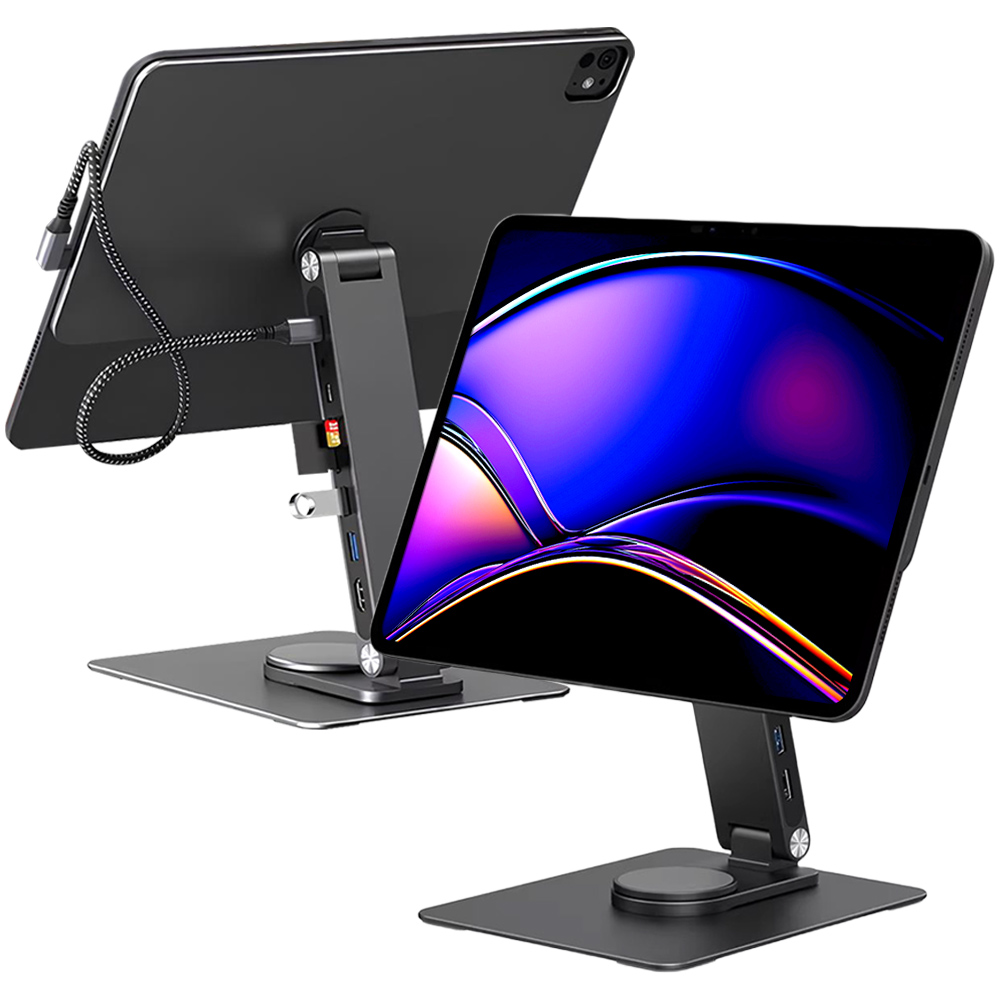 ED 아이패드 마그네틱 멀티허브 스탠드 / 아이패드 프로 11 M4 거치대 아이패드 프로 11 M5 거치대 360도 회전 아이패드 거치대, 1개 96,000원