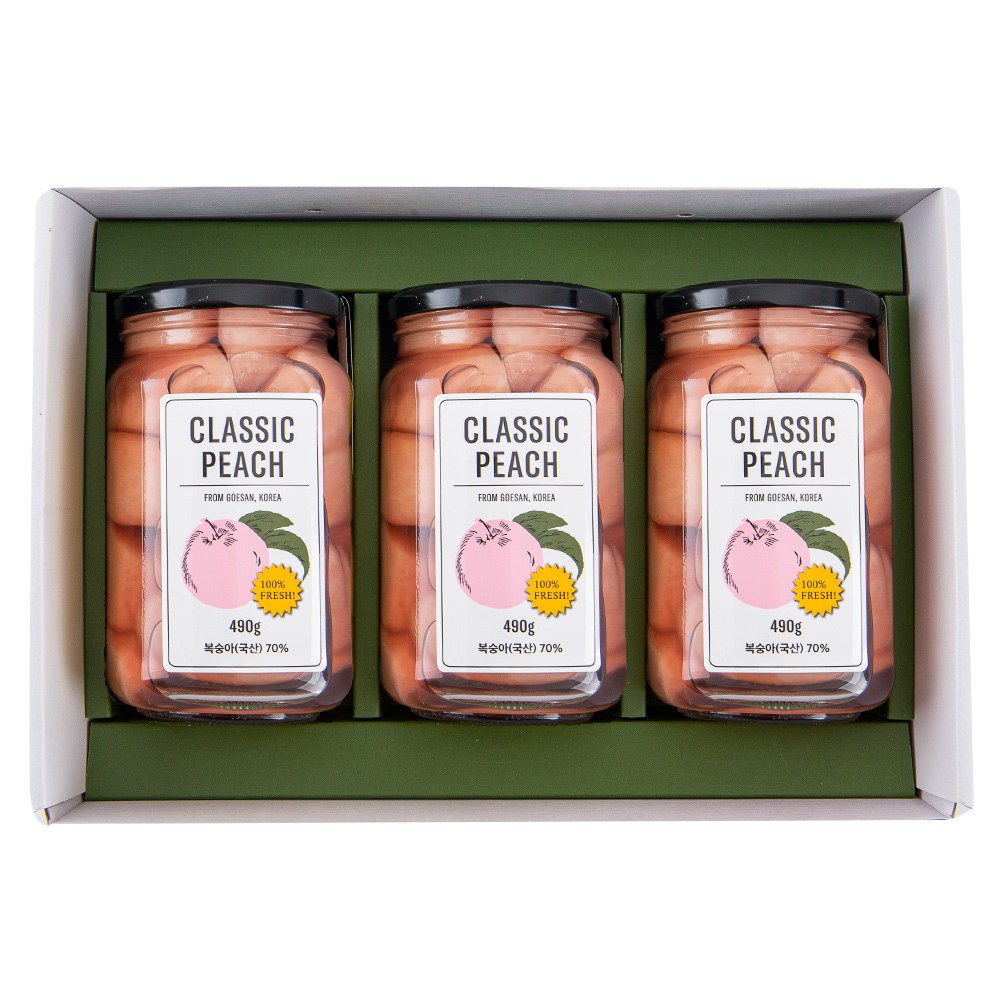 국내산 복숭아 병조림 3병 선물세트 황도 백도 핑크백도 복숭아통조림 유기농설탕, 핑크백도+핑크백도+핑크백도 SET 42,000원