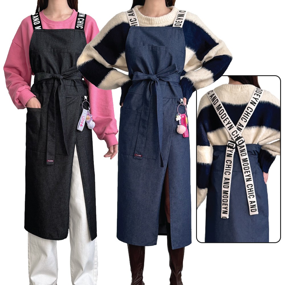 헤어베스트 데님 히든슬릿 롱 에이프런 앞치마 작업복, 1개 60,000원