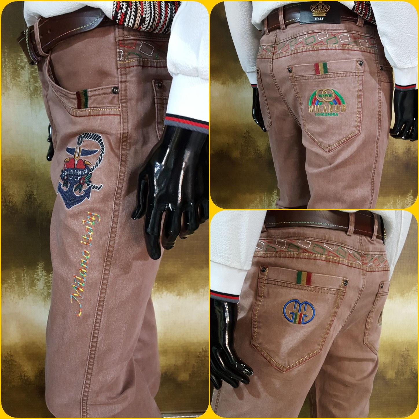 건달몰 ASU무지개영문자수닻스판청바지(봄여름)/한정판/건달몰/남자바지/중년청바지/데님/캐릭터자수청바지/디테일/스타일리시/남성골프바지/남자골프웨어/대박상품/아빠선물/건달몰골프웨어 96,500원