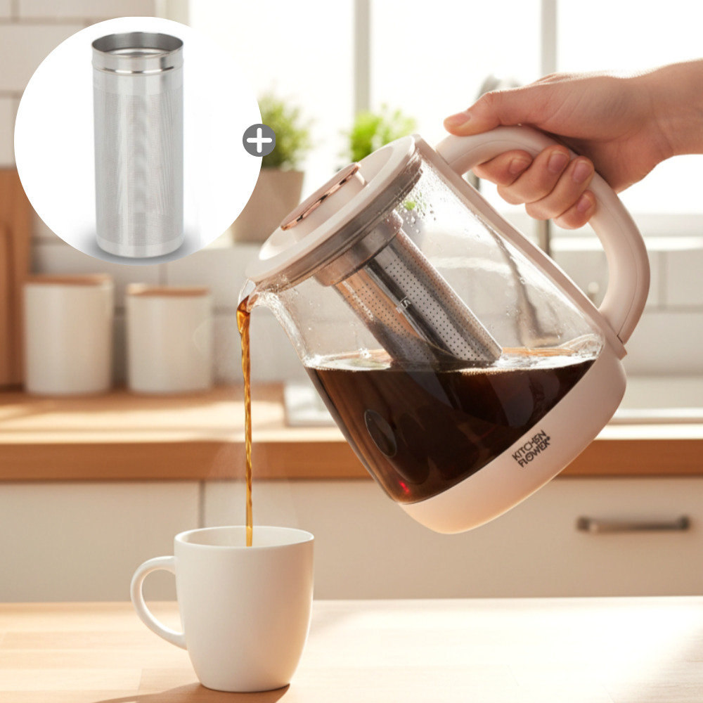 [26년형] 키친플라워 유리 전기 커피포트 무선 주전자 티 홈카페 1.8L, 1개, 핑크, 1.8L 37,900원