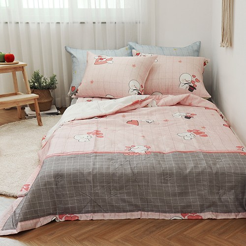 집에 옴팡이 여름풍기인견 누빔이불,패드,베개세트(SS)_6color 유아동이불세트, 핑크 210,000원