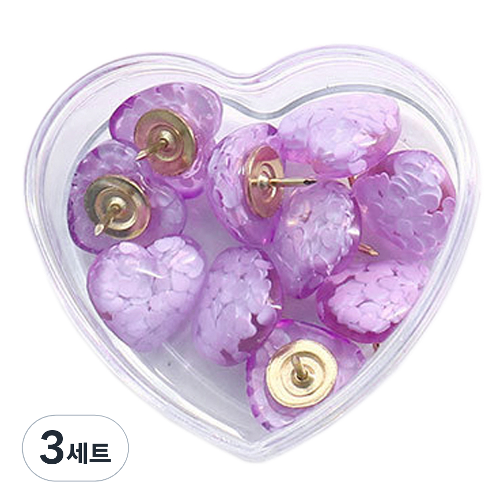 코히모 하트 압정핀 압핀 푸시 핀 퍼플 10p + 케이스 세트 4W195 18,900원