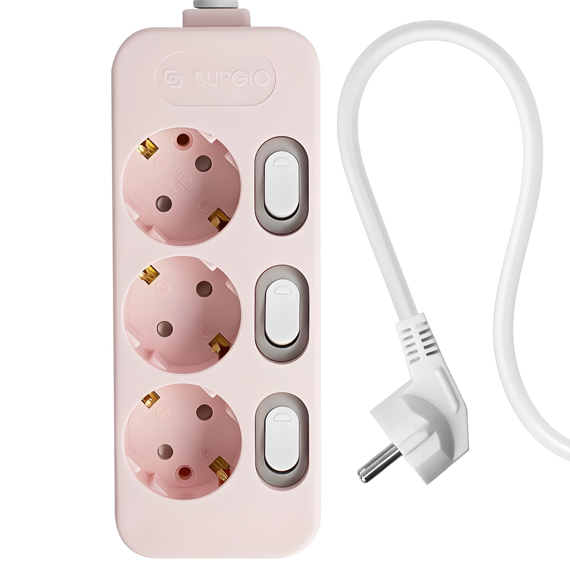 써지오 컬러 개별 멀티탭 전선형 3구 DH-2039-RT, 3m, 소프트핑크, 1개 9,420원