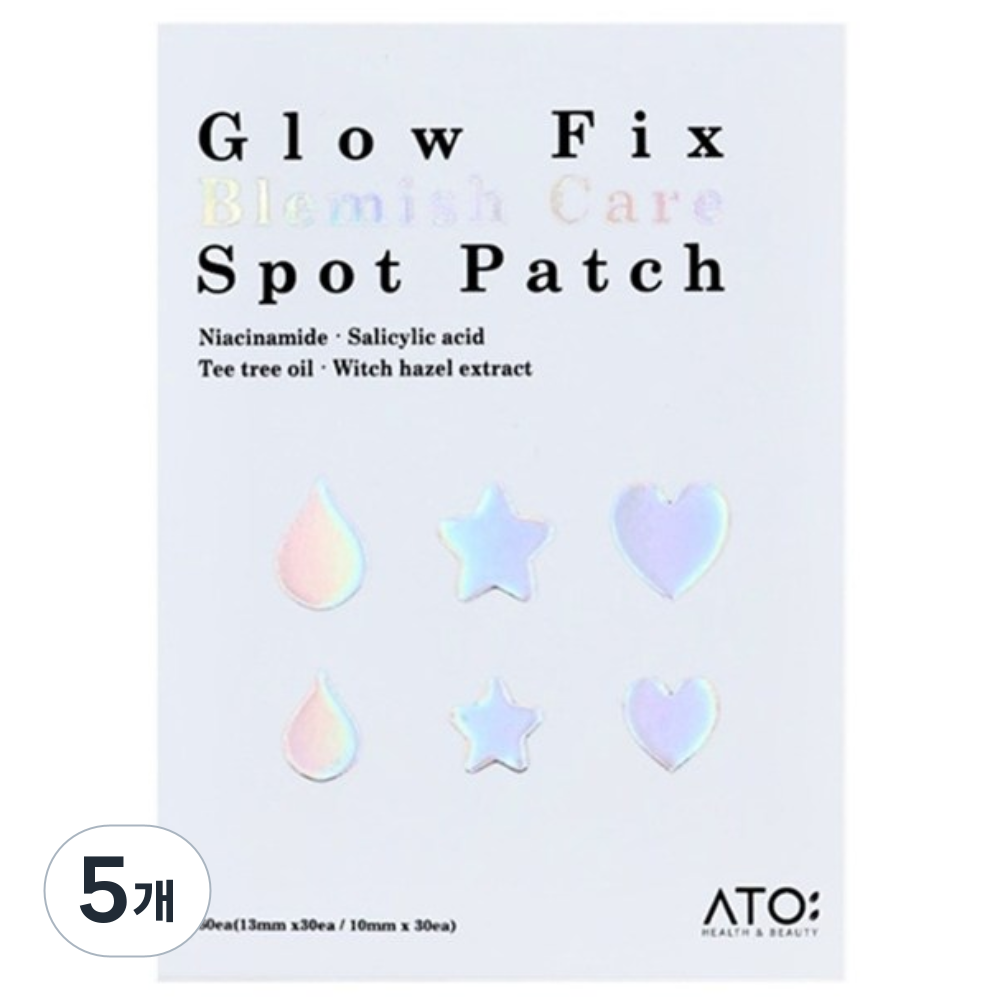 ATO 홀로그램 모양 스팟패치 여드름 뾰루지 케어 하이드로콜로이드 나이아신아마이드 티트리 위치하젤, 5개, 60개입 44,540원